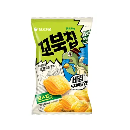 保质期2025-10-15 | 韩国ORION好丽友 乌龟四层脆 浪里个浪 玉米味 大包 160g