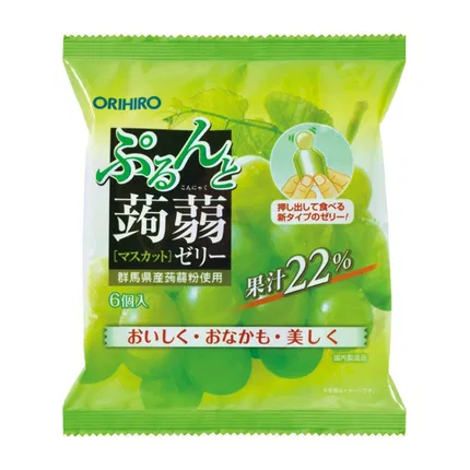 日本ORIHIRO立喜乐 蒟蒻果汁果冻 白葡萄味 20g*6枚入
