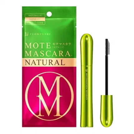 日本FLOWFUSHI熊野职人 MOTE MASCARA 睫毛膏 #NATURAL 2 细密刷头根根分明 绿色管身