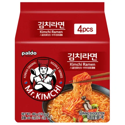 韩国PALDO八道 Mr.KIMCHI泡菜先生 手作泡菜汤面 115g*4包