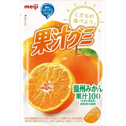 日本MEIJI明治 果汁软糖 蜜橘味 51g