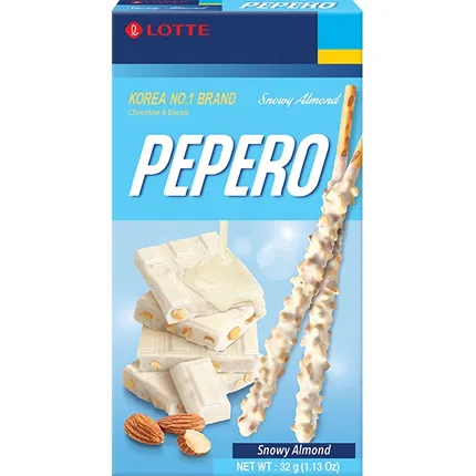 韩国LOTTE乐天 PEPERO 杏仁白巧克力棒 32g