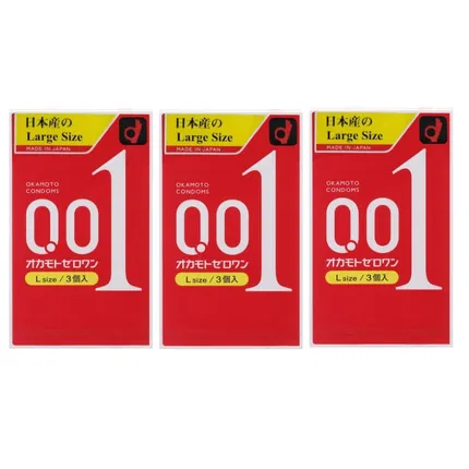 【3盒】日本okamoto冈本 001 世界最薄 避孕套 L大码 3枚*3盒入