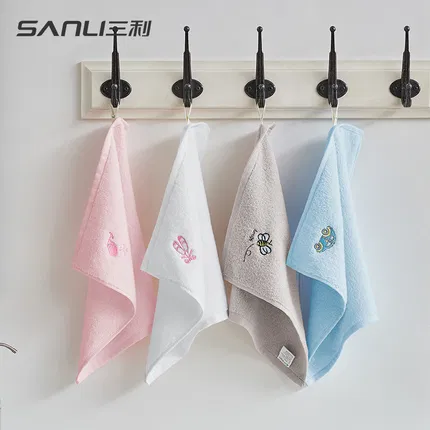 SANLI三利 纯色刺绣方巾 30*30cm 多色选