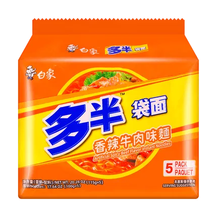 白象 多半袋面 香辣牛肉味 115g*5包入