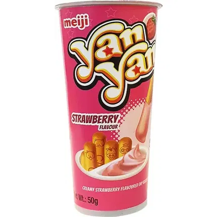 日本MEIJI明治 Yan-Yan 草莓蘸酱饼干棒 48g