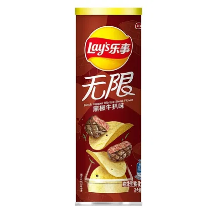 乐事 无限薯片 黑椒牛扒味 90g
