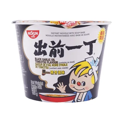 香港NISSIN日清 出前一丁 黑蒜猪骨汤面 桶装 106g