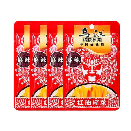 乌江 涪陵榨菜 红油榨菜 麻辣 80g*4包