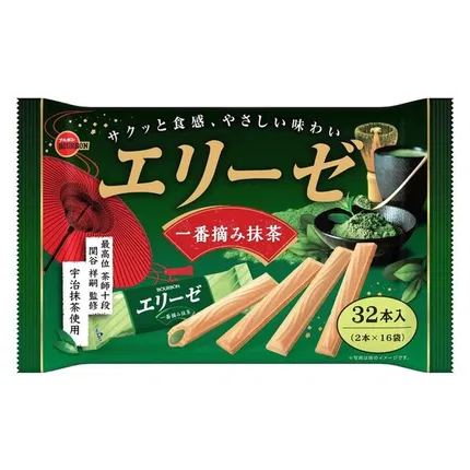 日本BOURBON波路梦 抹茶奶油威化饼 内含32枚