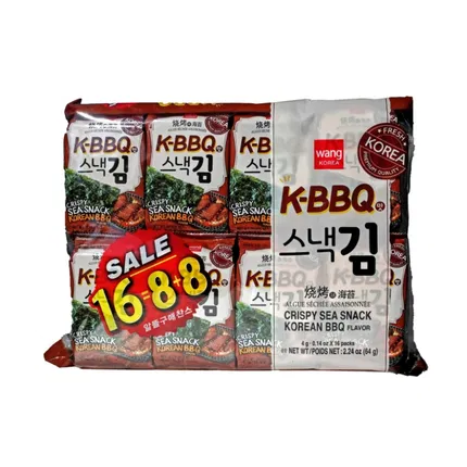 韩国WANG 即食海苔 烧烤味 4g*16包入