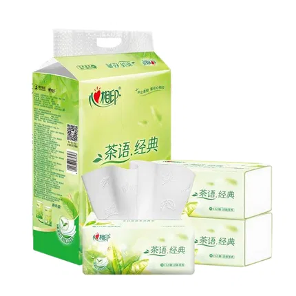 心相印 茶语经典系列 软抽面巾纸 清新茶香 M码 152抽*3包入
