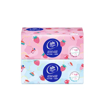 Vinda维达 超韧4层 甜心草莓软抽 2款包装款式随机 S码 90抽入