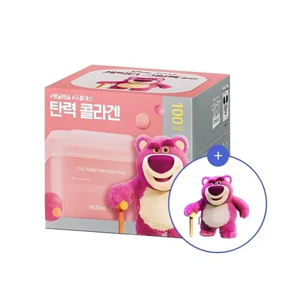 【草莓熊限定】韩国MEDIHEAL美迪惠尔 绷带棉片系列 胶原蛋白弹力棉片 赠草莓熊手机指环扣 100片入