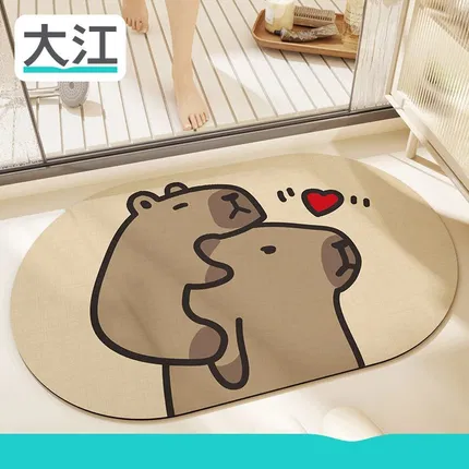 大江 卡皮巴拉科技绒浴室地垫 #豚豚好朋友 2款选