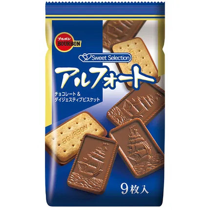 日本BOURBON波路梦 Alfort帆船巧克力饼干 104g