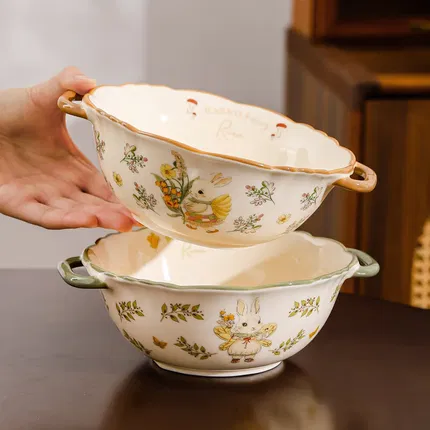 川岛屋 兔仙子双耳汤碗 8英寸 2款选