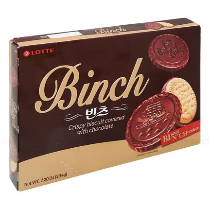 韩国LOTTE乐天 Binch 巧克力饼干 204g 独立包装