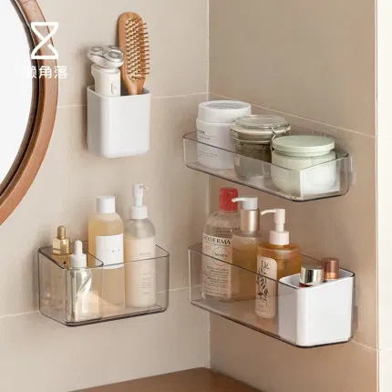 【2个】懒角落 透明壁挂置物架 高款 2款选