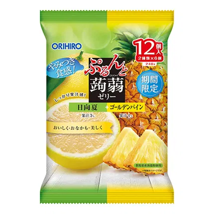 日本ORIHIRO立喜乐 蒟蒻果汁果冻 菠萝西柚混合装 20g*12枚入