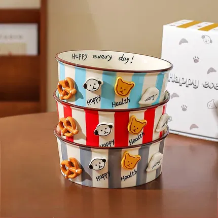 川岛屋 纽扣小狗沙拉碗 6.5英寸 多色选