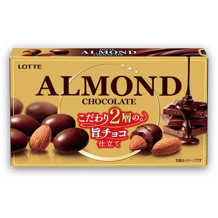 日本LOTTE乐天 ALMOND 杏仁夹心双层巧克力 86g