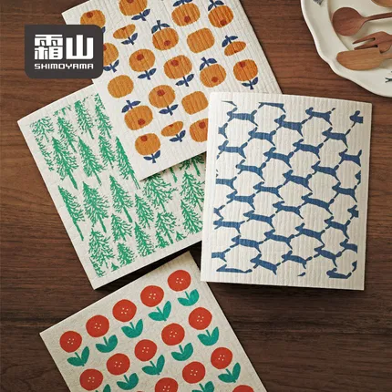 SHIMOYAMA霜山 木浆棉清洁抹布 内含4片 多款选