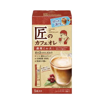 日本KATAOKA片岡物产 匠系列 浓郁牛奶拿铁 70g 内含5条