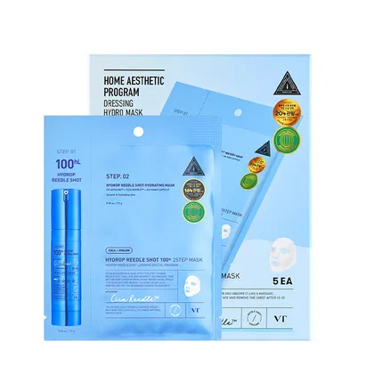 韩国VT Hydrop Reedle Shot 100 玻尿酸微晶精华两部曲面膜 5片