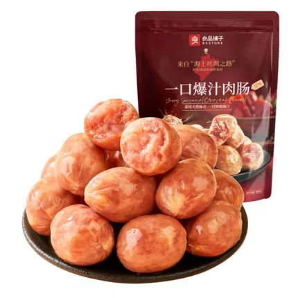 良品铺子 一口爆汁肉肠 原味 90g 内含独立小包