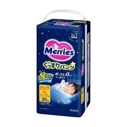 日本KAO花王 merries 晚安睡睡裤 男女共用款 XL码 12-22kg 30枚