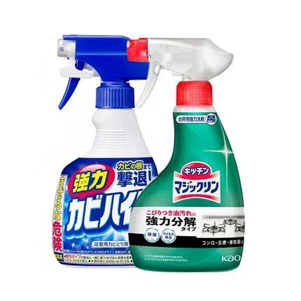 【2瓶】日本KAO花王 瓷砖玻璃除黑霉喷雾+厨房去油污喷雾 400ml*2瓶