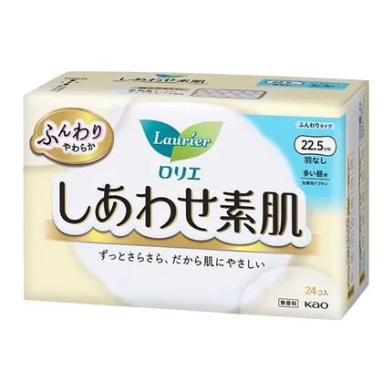 日本KAO花王 LAURIER乐而雅 F系列 敏感肌量多日用卫生巾 无护翼款 22.5cm*24片