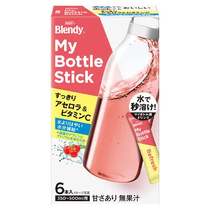 日本AGF Blendy My Bottle Stick 果味速溶饮料 清爽VC樱桃茶 6条
