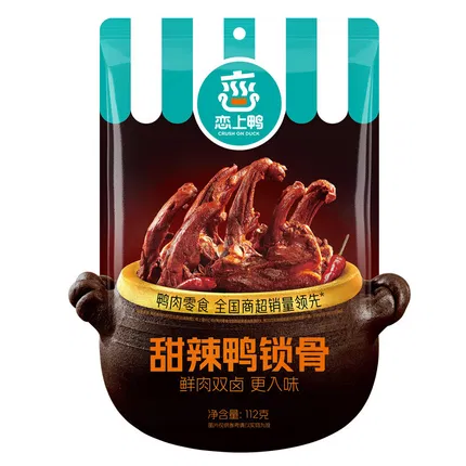 恋上鸭 甜辣鸭锁骨 112g 内含约4小包