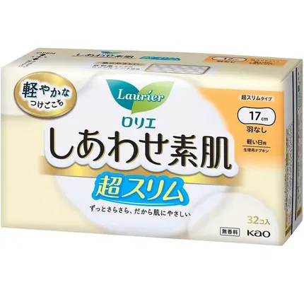 日本KAO花王 LAURIER乐而雅 F系列 敏感肌日用卫生巾 超薄型 无护翼 17cm*32片
