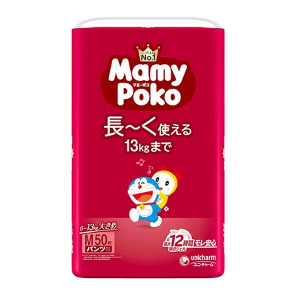 日本UNICHARM尤妮佳 Mamy Poko 机器猫系列 拉拉裤 男女共用款 6-13kg M码 50枚入