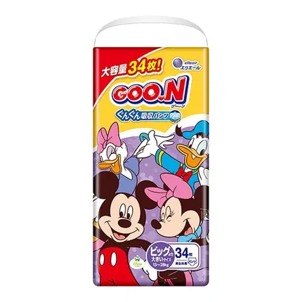 日本大王 elleair爱璐儿 GOO.N 迪士尼系列 透气干爽拉拉裤 XXL码 13~25kg 男女共用款 大容量 34枚入