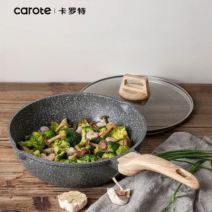 Carote卡罗特 Essential Woody系列 麦饭石有钛不粘煎炒锅 多款选