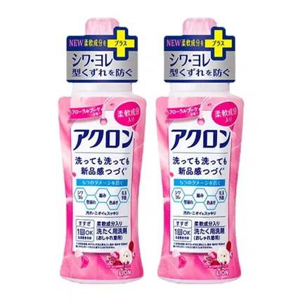 【2瓶】日本LION狮王 Acron 防缩防皱洗衣液 450ml*2瓶入 2款选