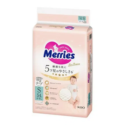 日本KAO花王 merries First Premium 顶级纸尿裤 S码 4-8kg 54枚入