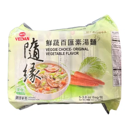 台湾味丹 随缘 鲜蔬百汇素汤面 全素 80g*5包