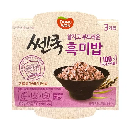 韩国DONGWON东远 速食黑米饭 微波炉即食 210g*3盒